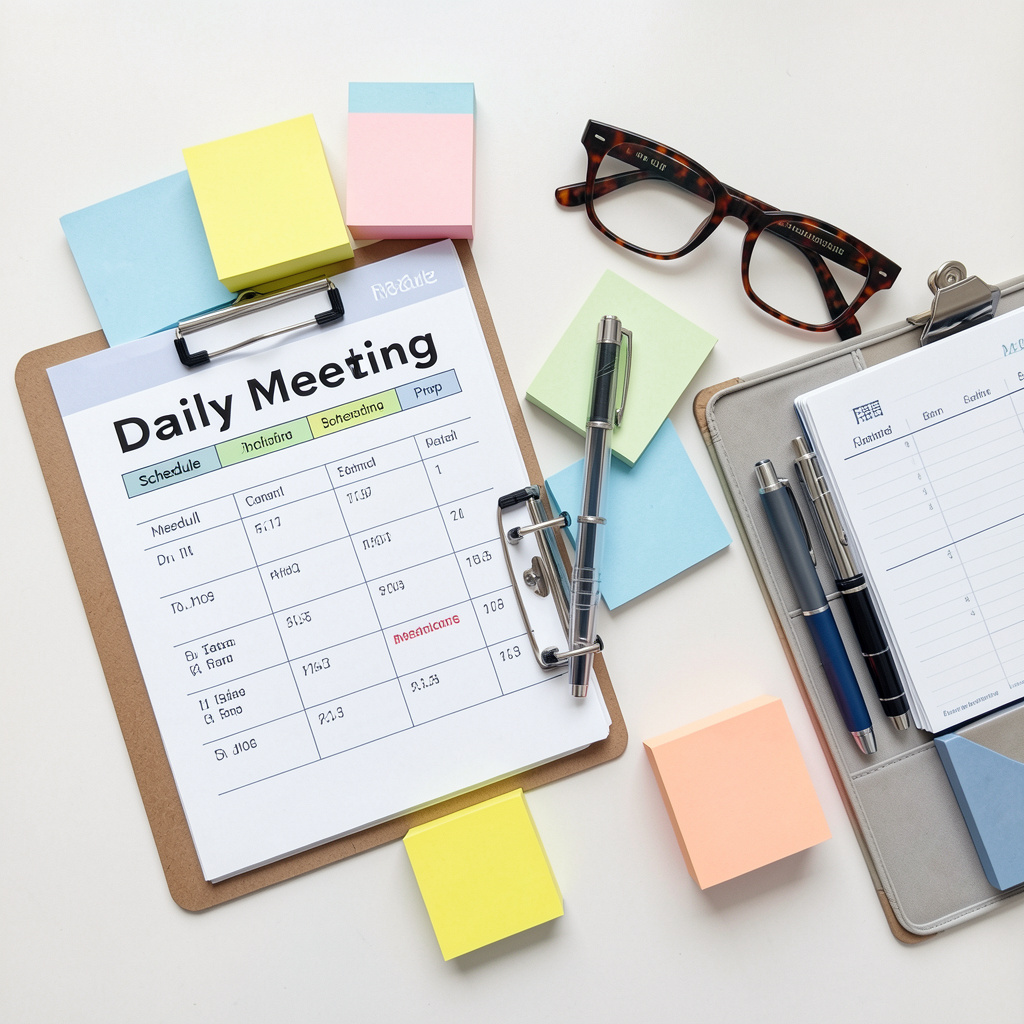 Professional planning daily schedule with break intervals for productivity support
